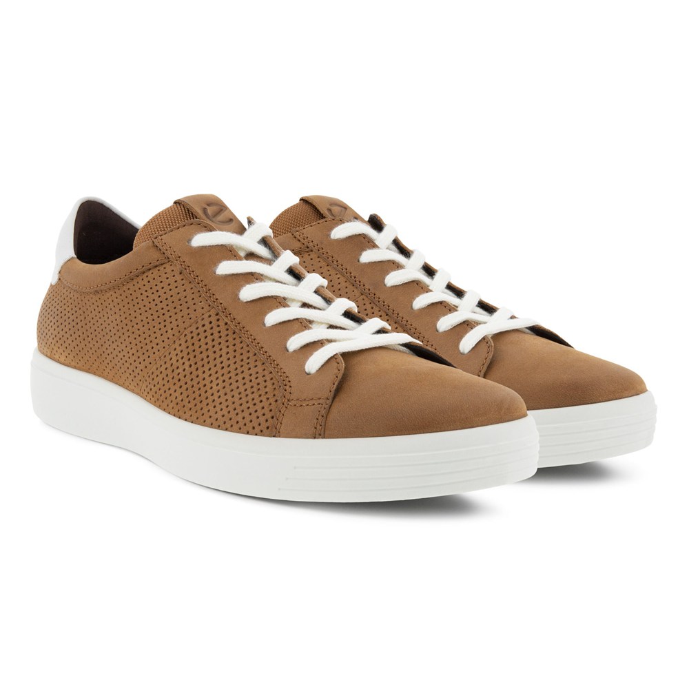 ECCO Mens Sneakers Brown/White - Soft Classic Laced - QIR-104386